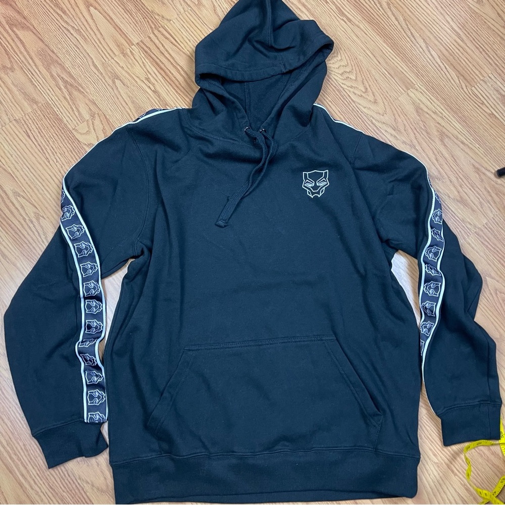 Marvel Black Hooded Sweatshirt with White Trim and Sleeve Logos